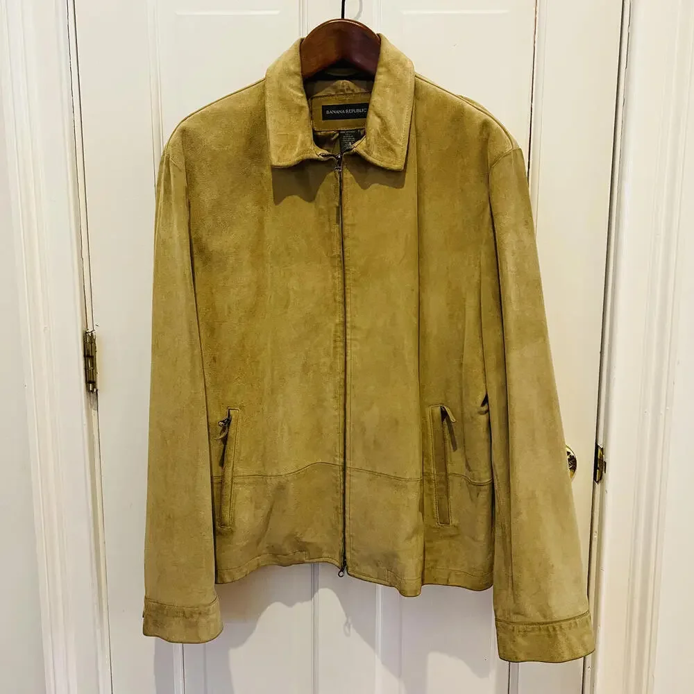 Banana Republic Suede Leather Garage Jacket – Men’s – Large - Tan